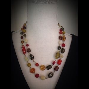 20-23" double-strand multi-colored beaded necklace